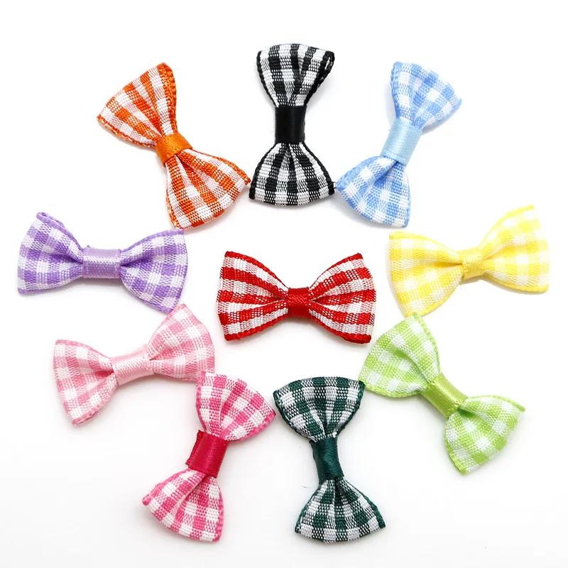 25-50pcs 3x1.5cm Multicolor Lattice Bows Plaid Small Bow Knot Christmas Festival Party Home Decor Clothes DIY Sewing Accessories