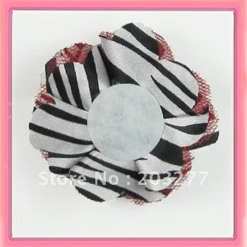 Wholesale -36pcs/lot   7 colors for your choose 2.5'' zebra Satin mesh silk flowers without hair clip  FreeShipping