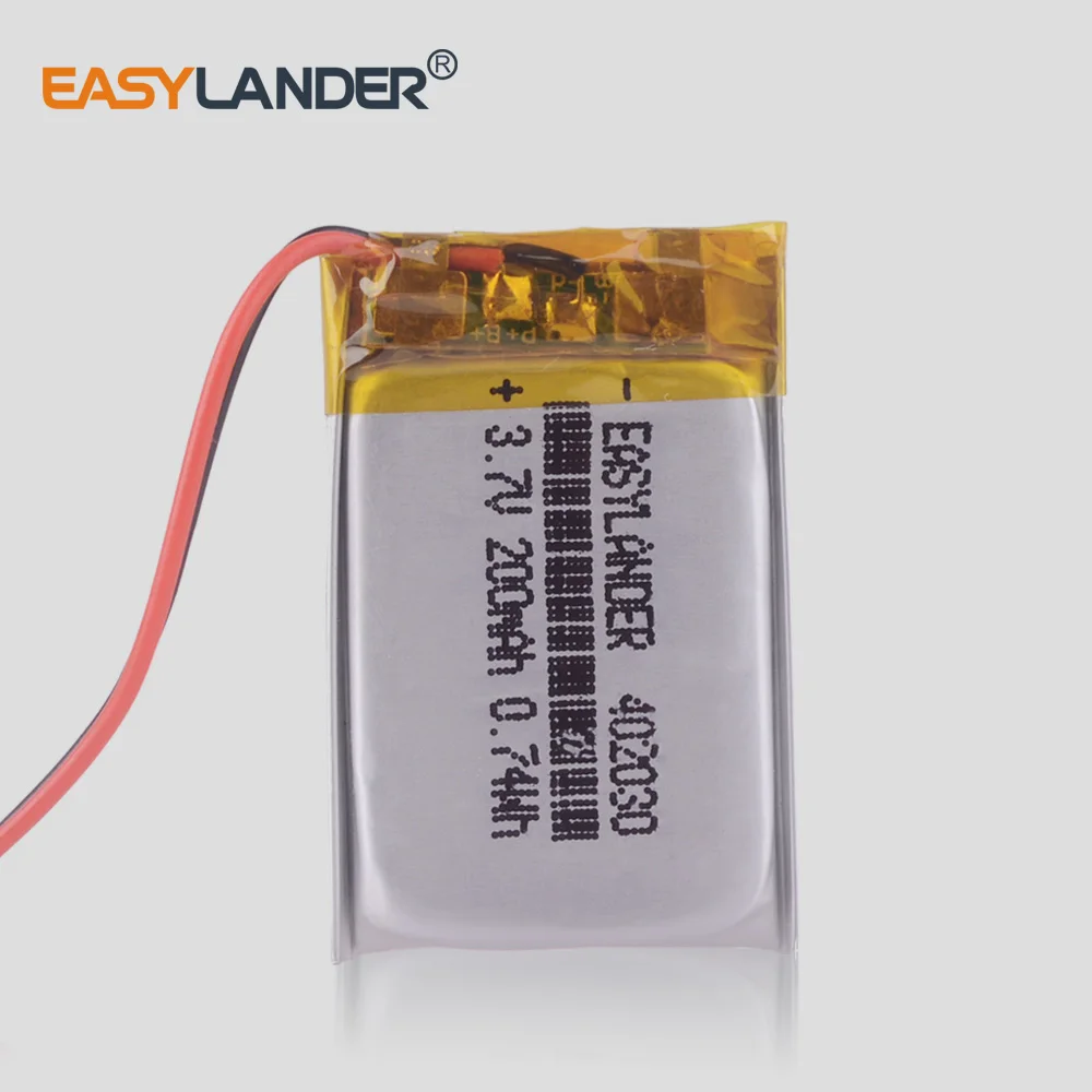 3.7 V 200mAh 402030 Rechargeable Lithium Li-ion Polymer Battery For MP3 player mp4 registrar Artway AV-390 batteries