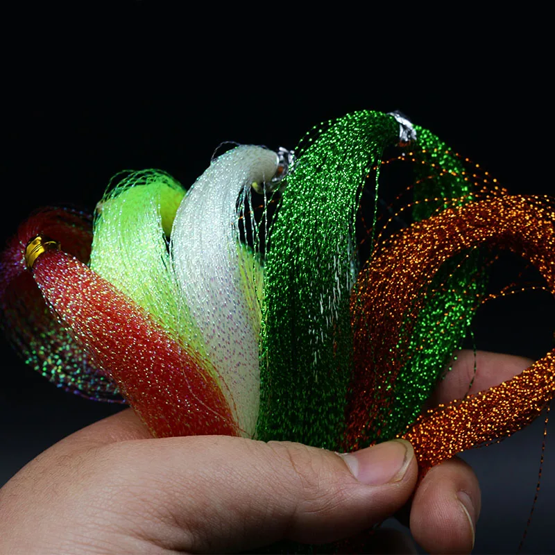 Big volume 4packs fly tying twisted Flashabou Tinsel Flash crystal Tinsel saltwater fly wings tails sabaki rig tying materials