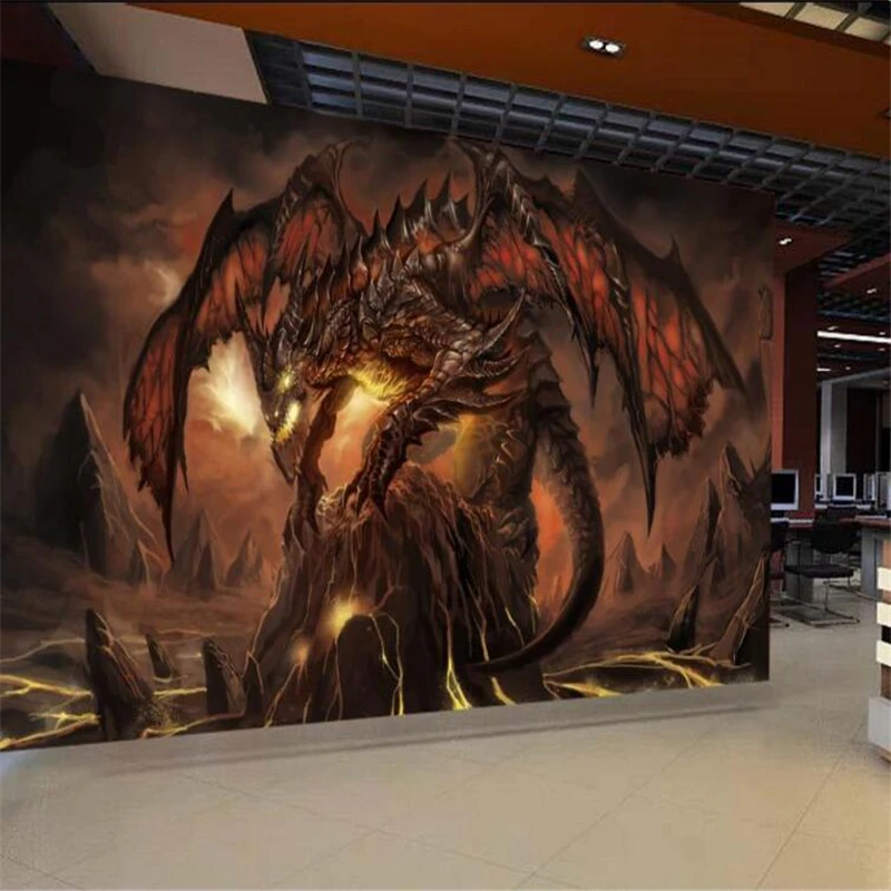 beibehang Games World Warcraft dragon wallpaper custom mural silk cloth photo wall murals wallpaper papel de parede para quarto