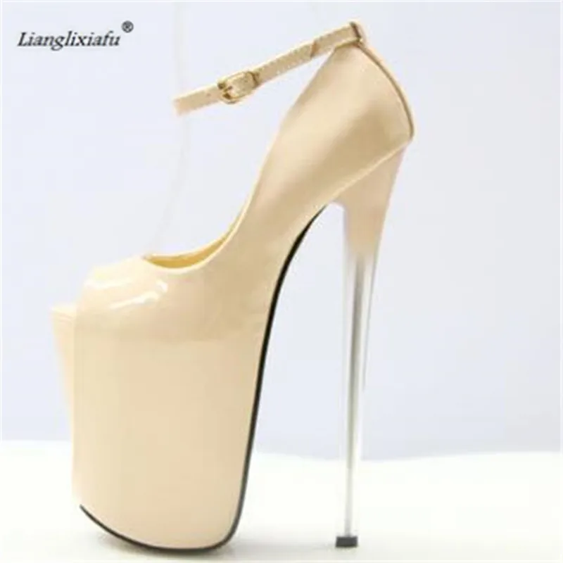 LLXF zapatos mujer Plus34-42 43 sexy Stiletto 16/19/22cm Thin Heels Shoes Woman Platform Ankle Strap Women Wedding Single Shoes