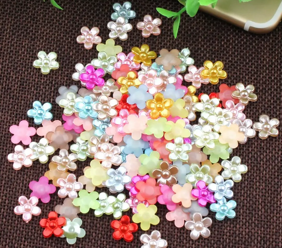 

1000pcs 11mm ABS Flower Multicolored Pearl Bead For Sewing UV Epoxy Filler Resin Jewelry Making Craft Nail art Accessories