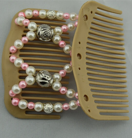 Pearl and silver white pink beads comb mother day hair accessory  30pcs  per Lot