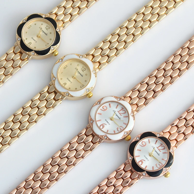 

4pcs/Lot Rhinestone Casual Stainless Steel Luxury Fashion Waterproof Women's Quartz Wristwatches Bracelet Watches O88m4