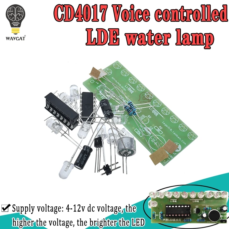 Aktywowana głosem LED lampka wodna Kit CD4017 sterowanie latarnią zabawa produkcja elektroniczna nauczanie szkolenie elektroniczny zestaw zrób to sam moduł