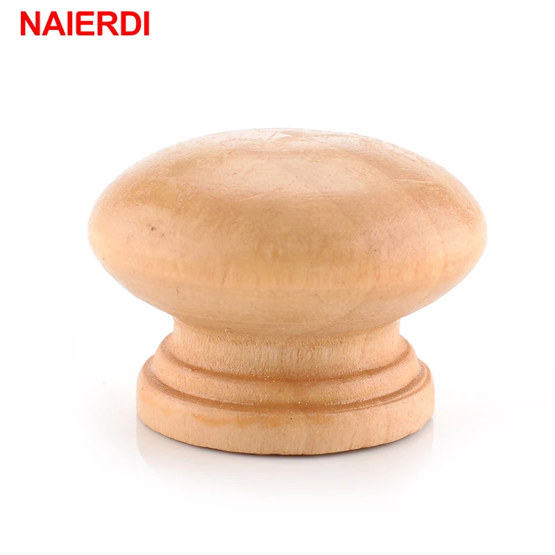 NAIERDI-Armário De Madeira Natural Puxa, Roupeiro Puxa, Armário Porta Knob, Pull Handle, Hardware Círculo Alças, 10pcs