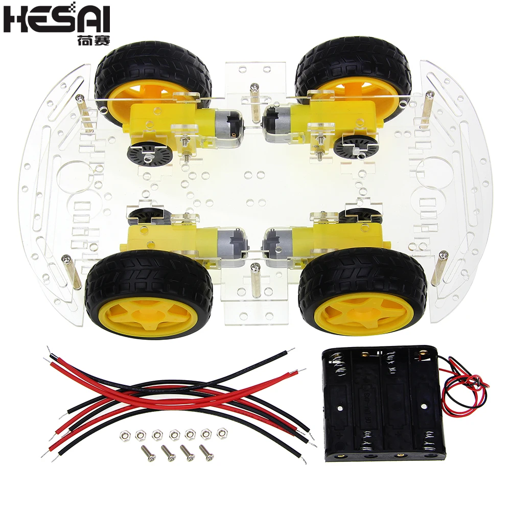 Smart Car Kit 4WD Smart Robot Car Chassis Kits with Speed Encoder and Battery Box for arduino Diy Kit