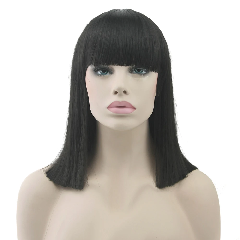 Soowee 10 Colors Synthetic Hair Heat Resistant Black Color Hair Wig Party Straight Short Thick Cosplay Wigs for Women