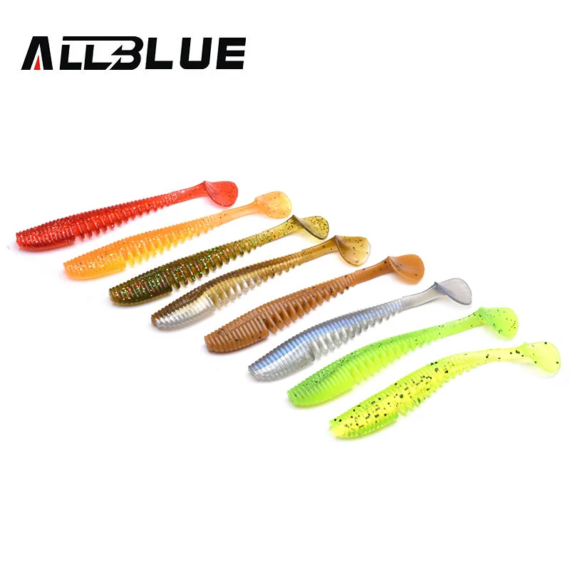 ALLBLUE 5pcs/lot Soft Fishing Lure Silicone Shad Worm Bait 95m 5.4g Swimbait Vivid Pike Bass Lure isca artificial Fishing Tackle