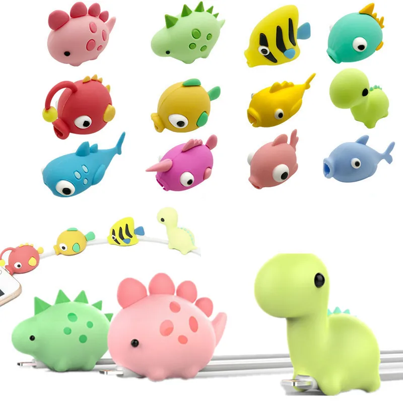 NEW Cute Animal Cable Protector Cord Wire Cartoon Protection Mini Silicone Cover Charging Cable Winder For Iphone Charger Cable