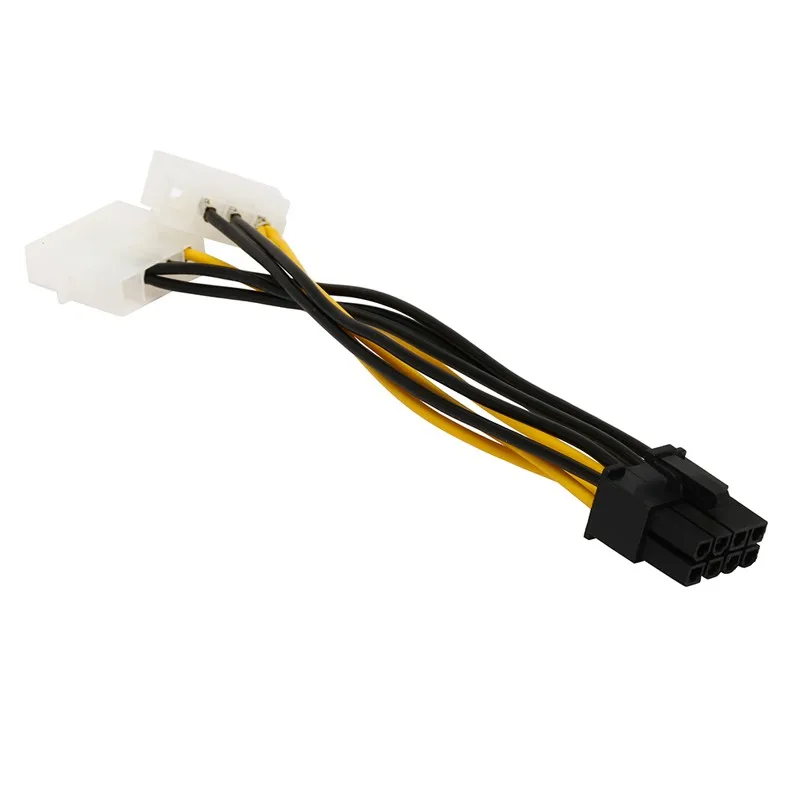 15cm 5pcs/Lot 8 Pin PCI Express Male To Dual LP4 4Pin Molex IDE PCI-E graphic Video Card Power Cable Adapter