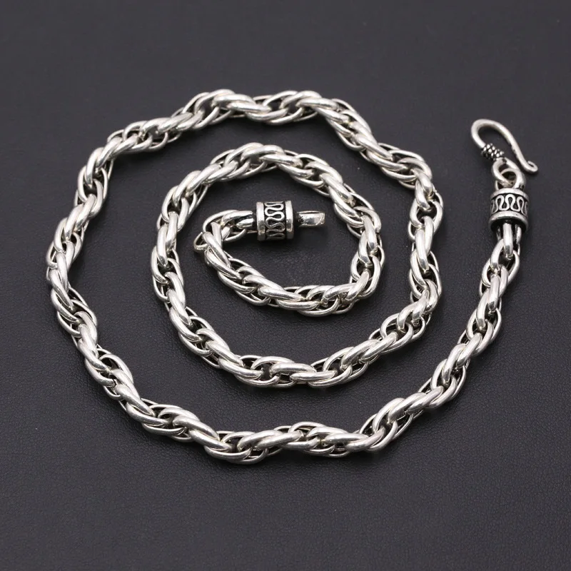 

Fashion S925 Sterling Silver Retro Thai Silver Punk Vintage Style Popular Personality Domineering Men And Women Rough Necklace