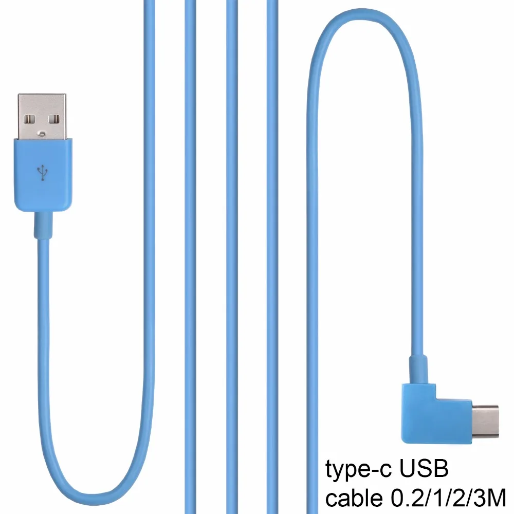 Niebieski i zielony kąt USB-C USB 3.1 typu C kabel do ładowania danych pod kątem 0.2 m 1 m 2 m 3 m, USB typu C C kabel 20 cm 3ft 6ft 10ft