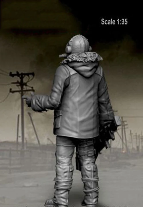 Assembly Unpainted Scale 1/35 Post Apocalyptic - Guard (1 figure) (1) soldier Historical toy Resin Model Miniature Kit