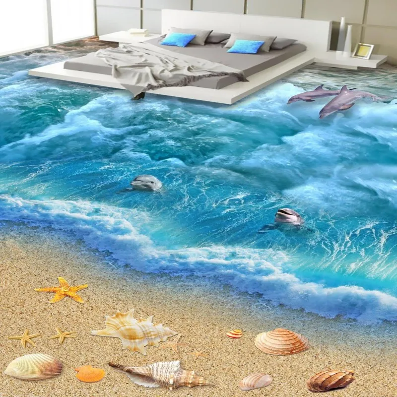 

beibehang 3D SeaWorld decorative painting floor painting wallpaper paste PVC floor flooring wear thick waterproof paper