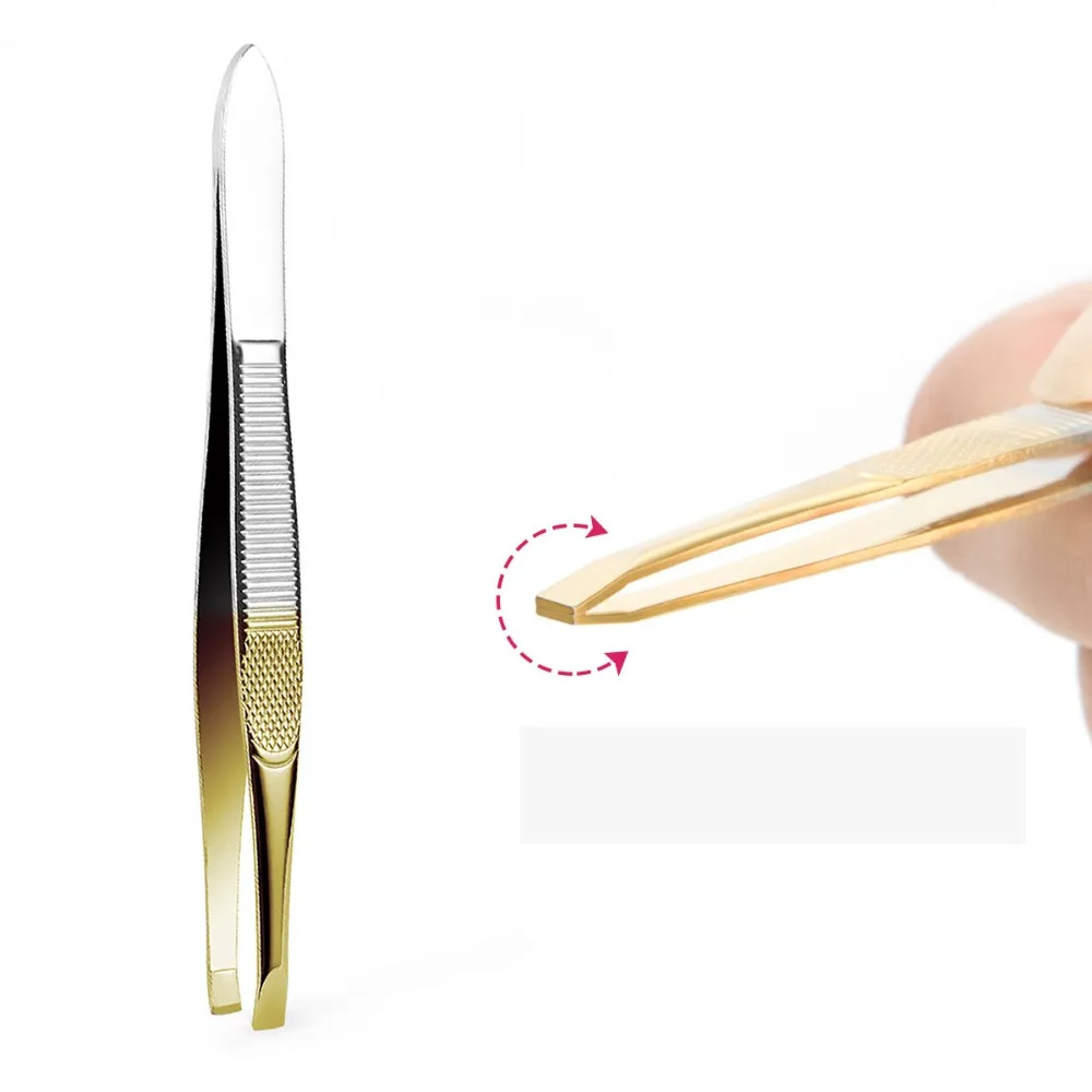 Eyebrow clip tweezers stainless steel flat eyebrow clips pulling pliers eyebrows pulling beard hair tweezers