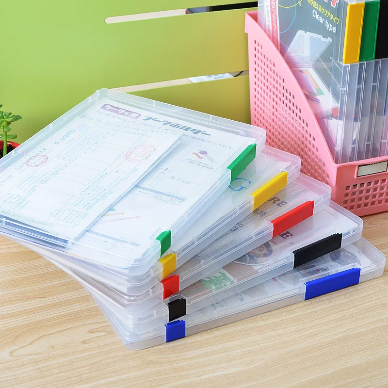 1pcs Clear Plastic Document Paper Filling Case A4 Transparent Storage Box File PP Office Organizer Invisible Storage Cases
