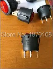 100 Pcs/Lots x AC 6A/250V 10A/125V On/Off Two 2 Positions SPST Red Light Lamp Snap in Round Rocker Boat Switch