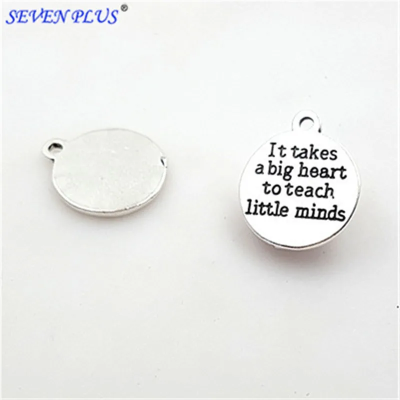 20 Pieces/Lot Diameter 20mm It Takes A Big Heart To Teach Little Minds Words Charms For Bracelets Making