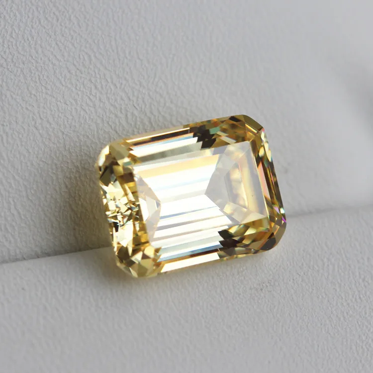 Hot light yellow rectangle oblong shape cushion cut cubic zirconia beads loose fancy vivid yellow stones DIY jewelry making