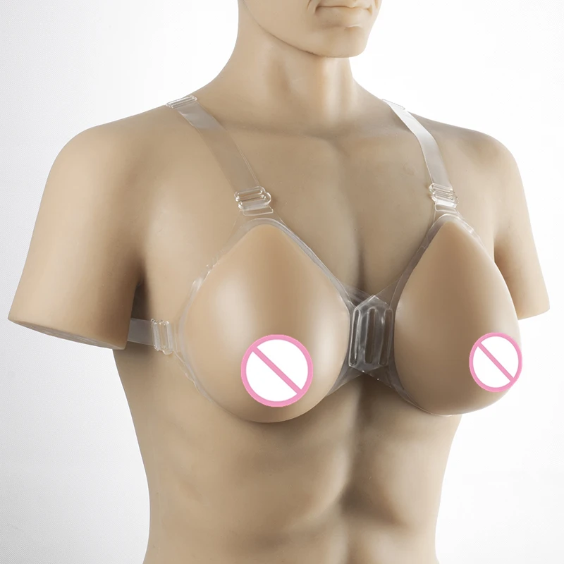 Transgender And Crossdressing Breast Form 1200g/pair Strap-On Silicone False Breast Drag Queen Shemale Artificial Fake Boobs