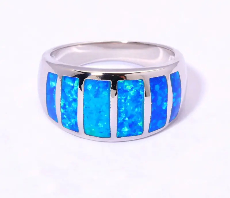 CiNily Created Blue Fire Opal Rings Silver Plated Party Wedding for Women Fashion Jewelry Christmas Female Couple Ring Size 6-9