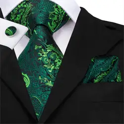 Hommes vert cravates florales aught Paisley présidence injktie poche carré ensemble pour fête affaires émeraude cravates cadeau en gros Hi-aught SN-3206