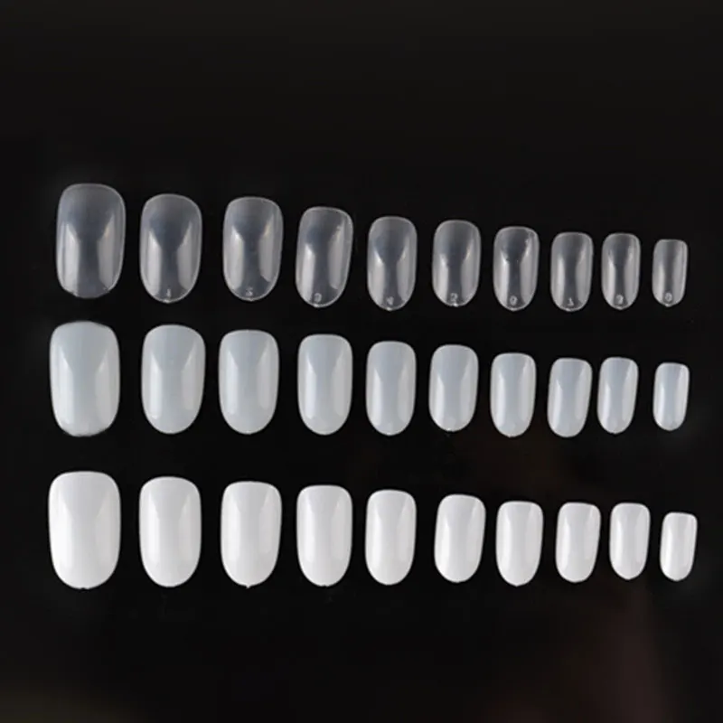 500PCS Natural Medium Oval Round Short False Nails Tips Full Cover French Fake Nail Tip Decorations Stickers Beauty Tool