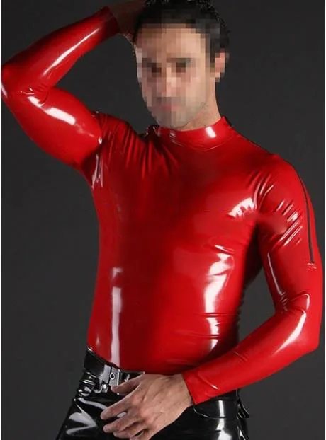 

Free shipping !! Men shoulder zipper fashions sleeves Latex Tops Shoulder ZIP