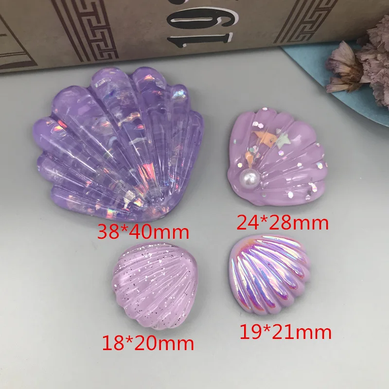 Cute Glitter colorful shell,,flatback resin cabochon for  Crafts Making, Scrapbooking, DIY, Hair Bow Center