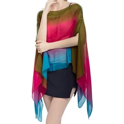 Foulard d'été en mousseline de soie pour femmes, écharpe de conduite de haute qualité, châle multifonctionnel, couverture de bikini pour la plage