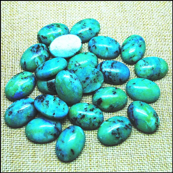 10Pcs Natuur Chrysocolla Gem Stone Kralen Cabochons Geen Gat Ovale Vorm Size 18X25Mm Spacer Kralen Voor hangers Maken