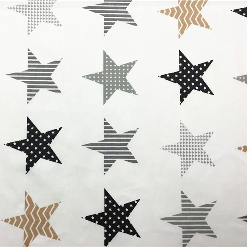 100% cotton twill textile black gray stars black white polka dot 0.8cm fabrics for DIY bedding handwork quilting patchwork craft image 3