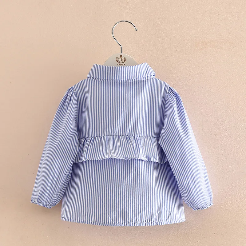 2023 New Spring Autumn 2 3 4 6 8 9 10 Years Children Lolita Style Long Sleeve Striped Ruffle Blouses Shirts For Kids Baby Girls