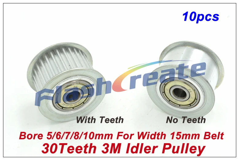 

10pcs 30 Teeth 3M Idler Pulley Passive Pulley Bore 5/6/7/8/10mm For Width 15mm 3M Timing Belt 30T 30Teeth 3M Tension Pulley