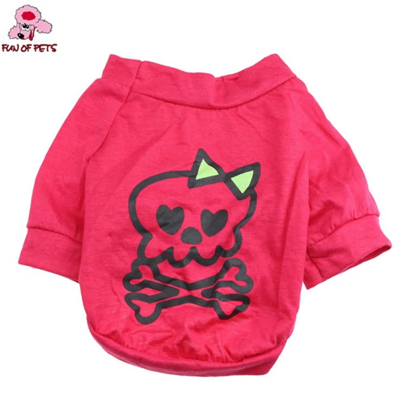 New Fashion Autumn And Winter Cute Rose Knop Skeleton Pattern T-shirt Dogs Clothes For Pets Puppy Dogs