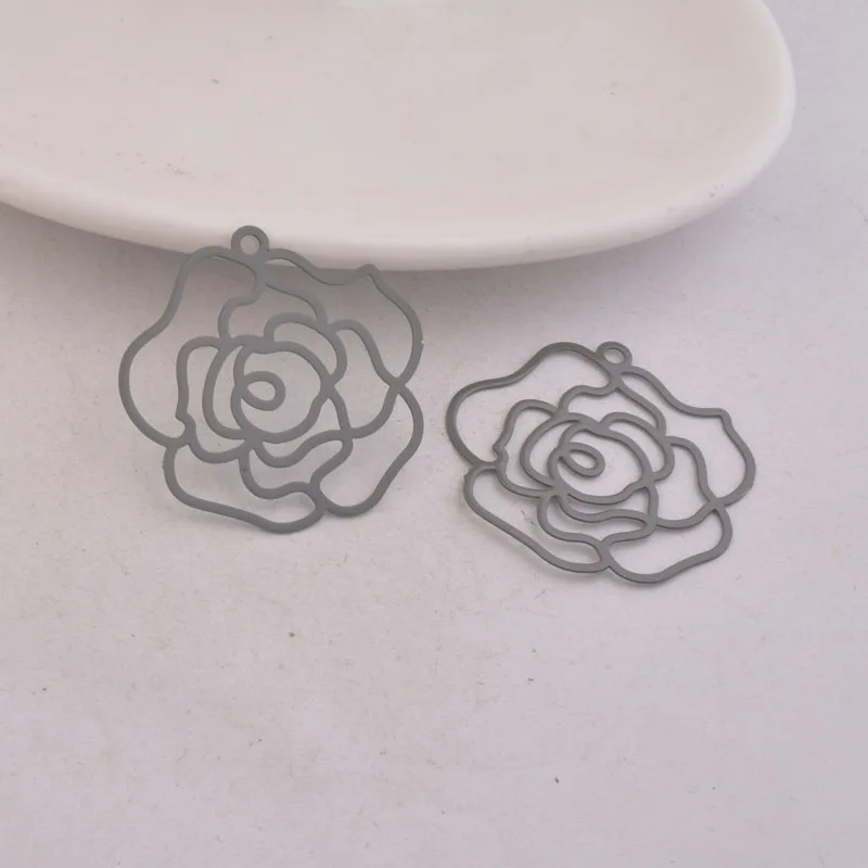 50 Stück AB1353 30mm*32mm Große Blumenanhänger Rosen-Messing-Charms Stanzanhänger DIY Schmuckzubehör – Detail 10