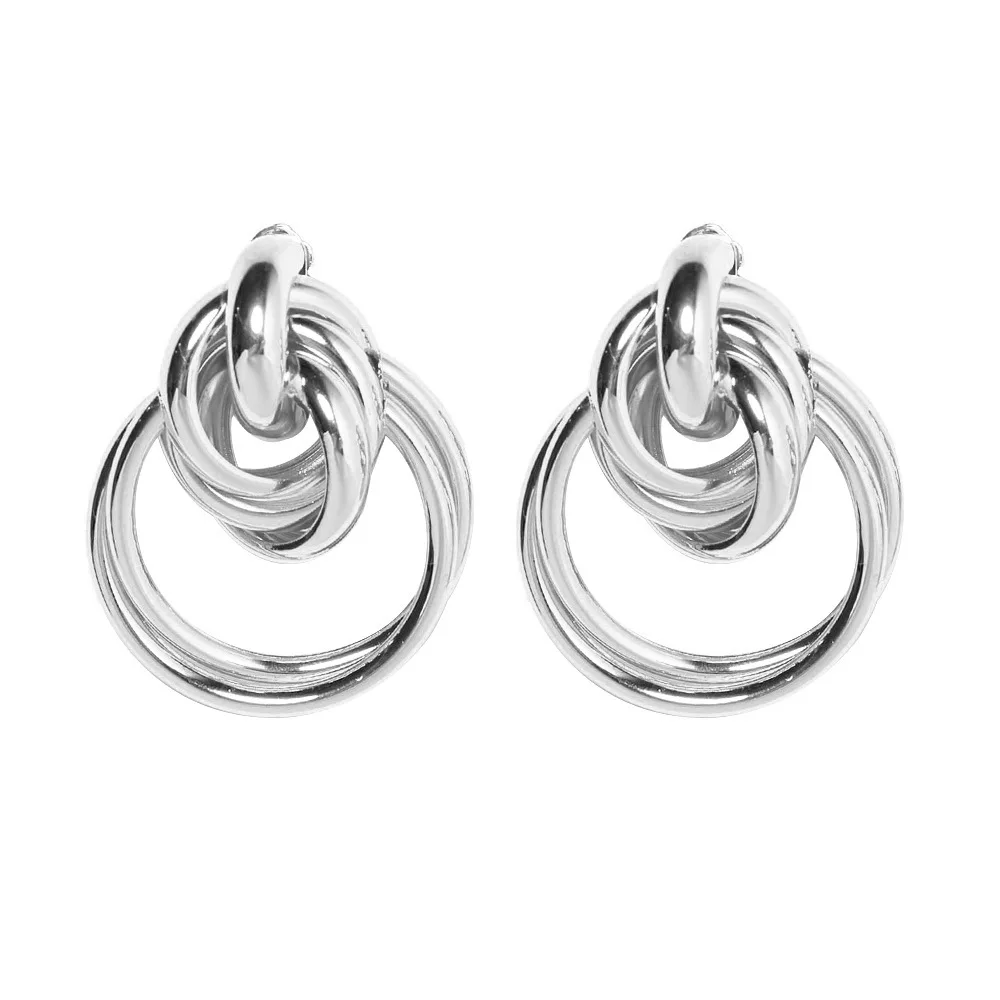 KMVEXO Modern Women Earrings 2019 Round Metal Braided Earrings Simple Style Circle Charm Earrings For Women Indian Jewelry Gift