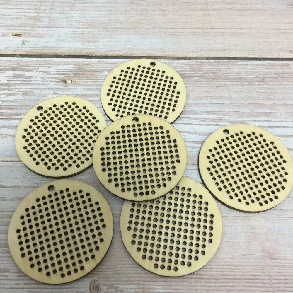 set of 20 pcs wooden round cross stitch embroidery blanks