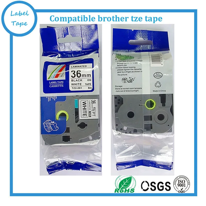 10packs TZe-261 36mm Black on White TZ-261 tze261 tze 261 tz261 compatible label tapes for ptouch label printers