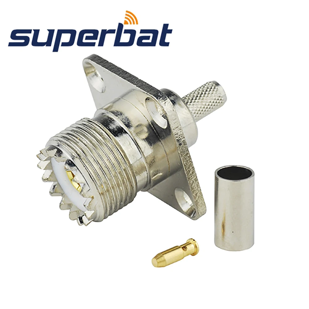 Superbat UHF SO239 Female Panel Mount Crimp RF Connector for Cable RG58 LMR195 RG400 RG142