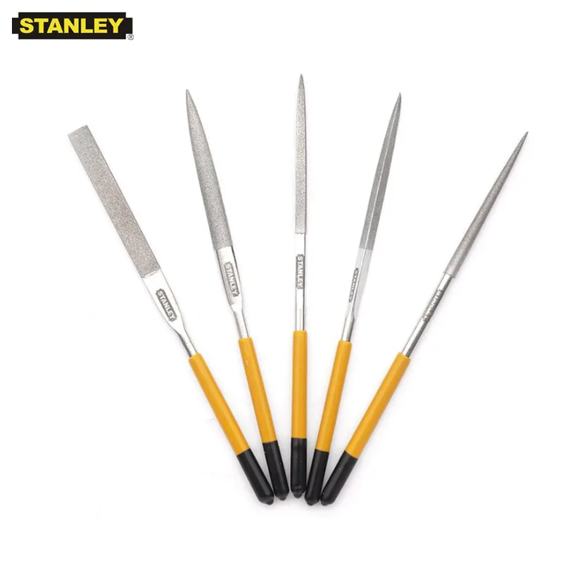 Stanley 5pcs diamond mini needle file kit polishing tools 150 grit 5mm x 180mm x 70mm multi files for jewelry stone glass metal