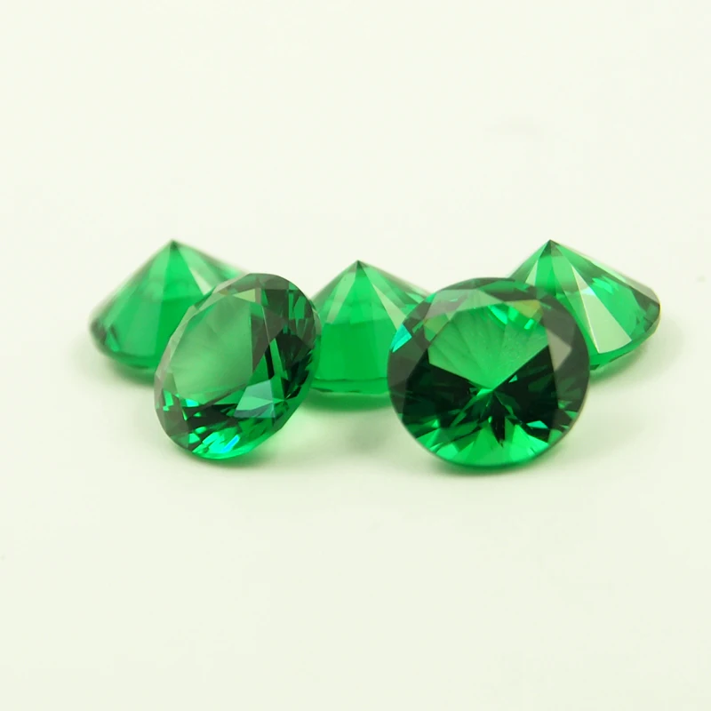 Meisidian Spinel Green Nano Stone Wax Setting Round Brilliant Cut Heat Resistant Emerald Gems For Jewelry