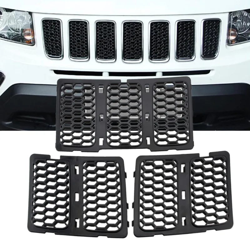 

3pc/set ABS 3Colors Car Front Inserts Honey Comb Mesh Grille Trim Grill Kit For Jeep Grand Cherokee 2014-2016 Car Styling Covers