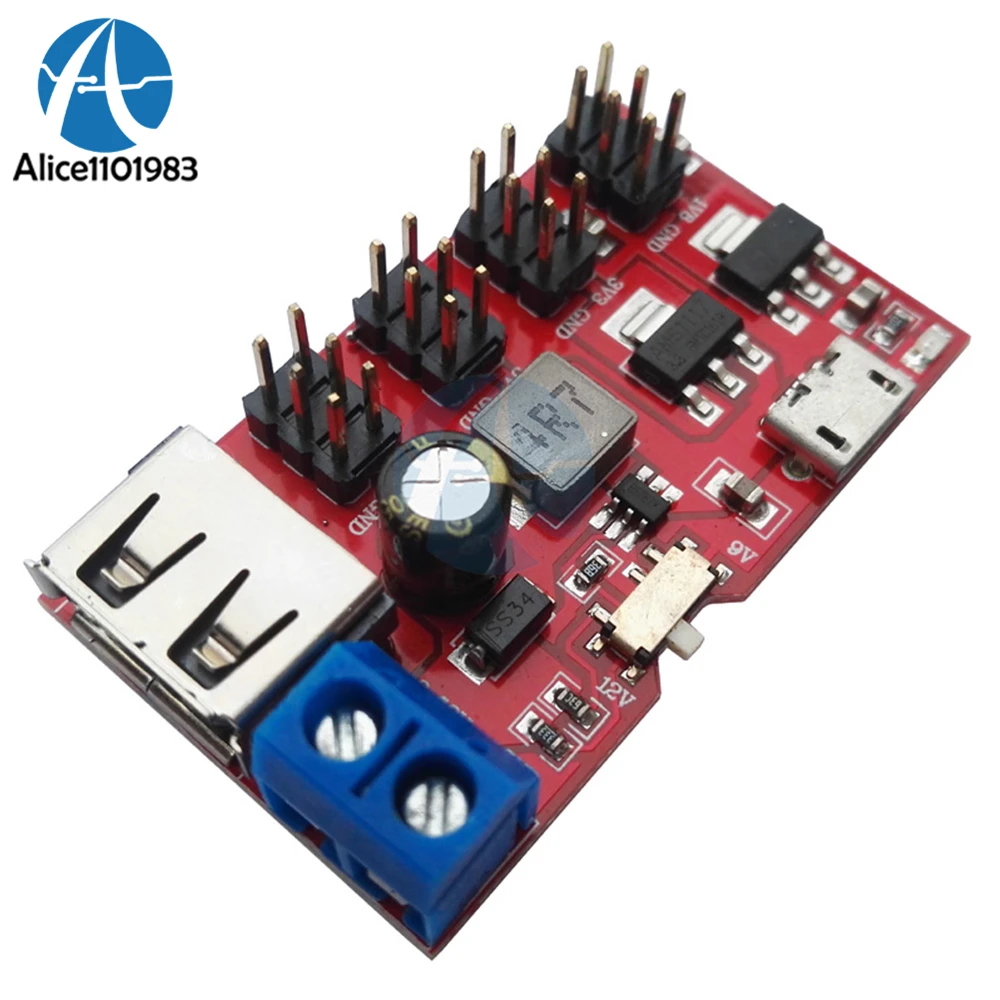 Micro USB Power Breakout DC to DC Power Module 5V to 1.8V/3.3V/5V/9V/12V Connect PC By Max 500mAh Terminal