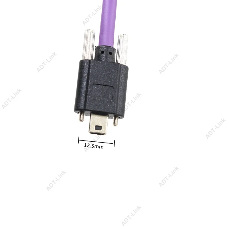 USB Mini 2.0 Machine Vision Industrial Camera Cable Mini USB 5Pin with screw locking For Imaging Source HIKVISION Daheng Image