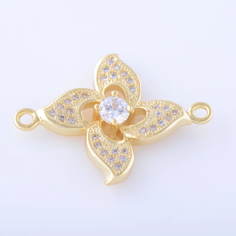 

5 pieces Jewelry Shining Zircon Flower Charms For Bracelet Women Diy Micro Pave Crafts Bijoux Connectors For Jewelry Berloque