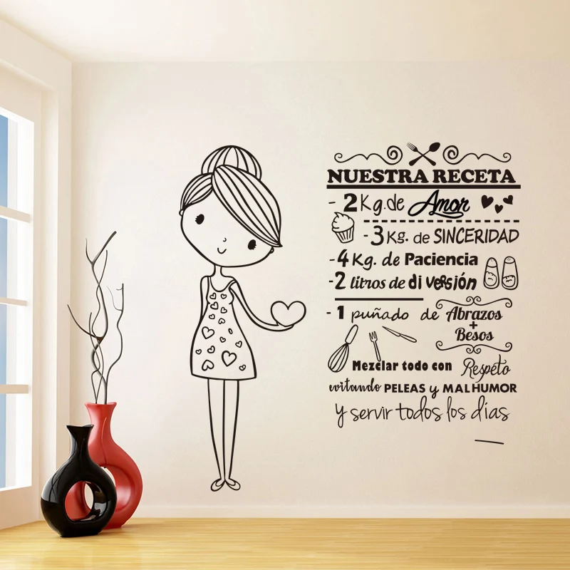 Stickers A Cute Girl Nuestra Receta Vinyl Wall Art Decal Living Room Home Decor Poster House Decoration Wallpaper