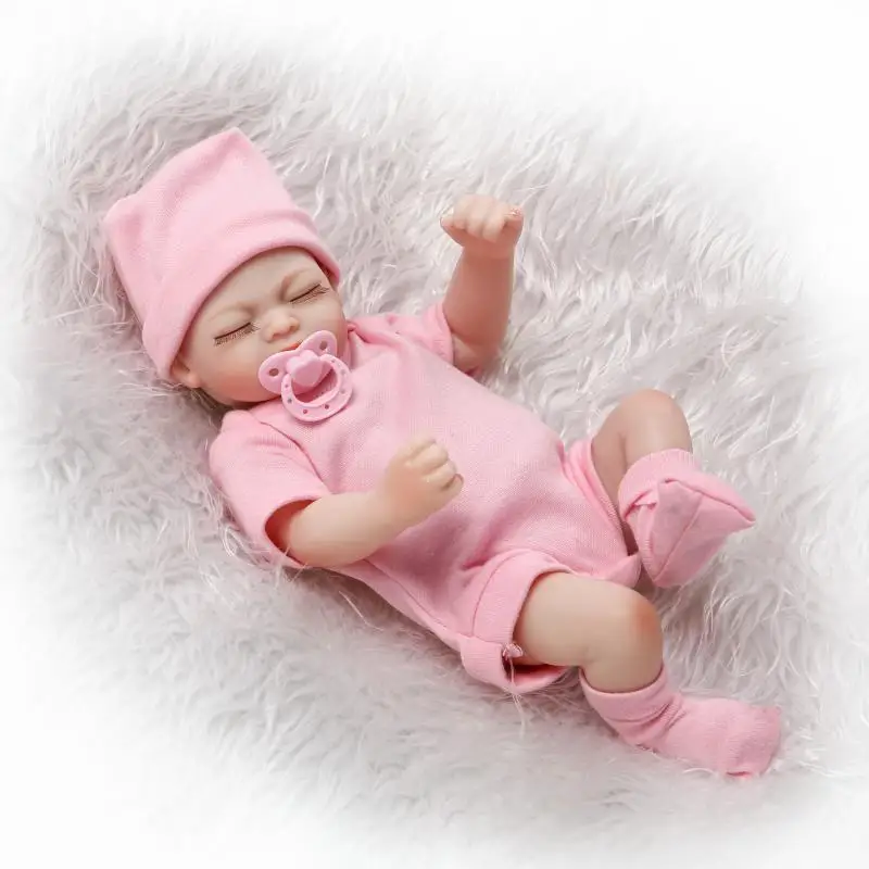 26cm Full Body Silicone Reborn Babies 11 inch Real Life Baby Reborn Dolls Juguetes Brinquedos Closed Eye with magnetic Pacifier